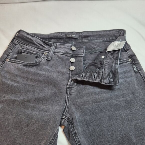 Silver Jeans Women's Size 29 Black Denim Boyfriend Comfort Distressed 29" (62) - Picture 4 of 12